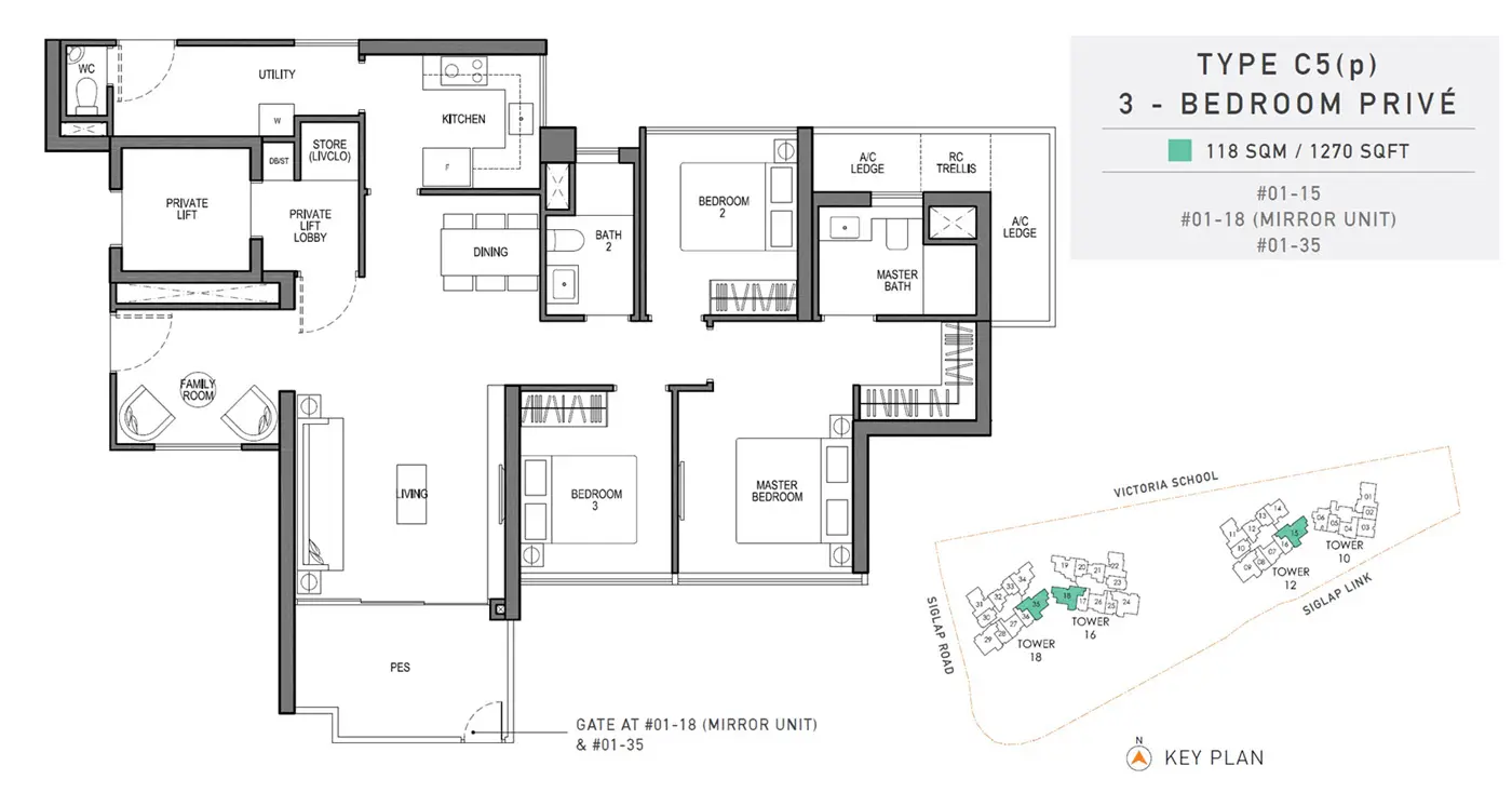 Seaside Residences - Floor Plan - 3 Bedroom Prive C5p