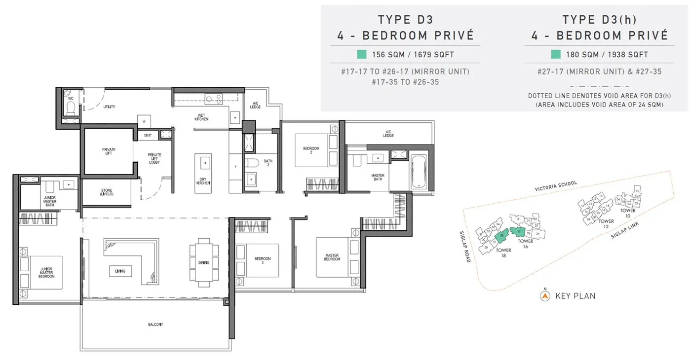 Seaside Residences - Floor Plan - 4 Bedroom Prive D3