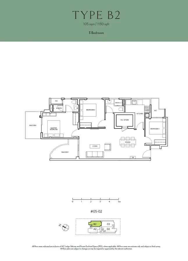 Seraya Residences - Floor Plan - 3 Bedroom B2