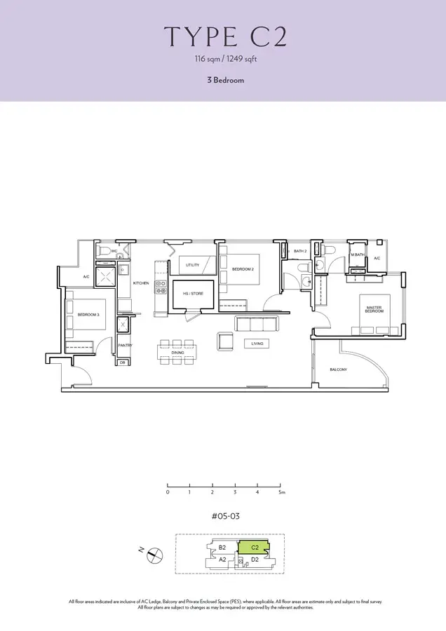 Seraya Residences - Floor Plan - 3 Bedroom C2