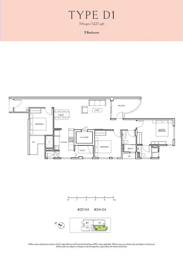 Seraya Residences - Floor Plan - 3 Bedroom D1