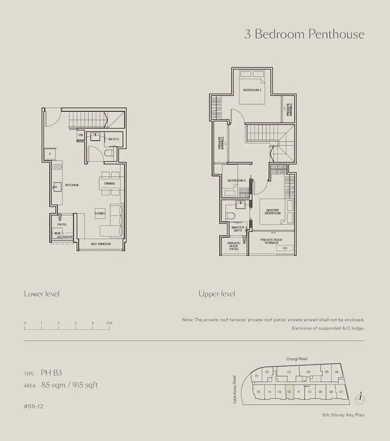Tedge - Floor Plan - Penthouse 3 Bedroom PH B3