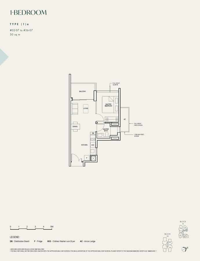 The Avenir - Floor Plan - 1 Bedroom 1a