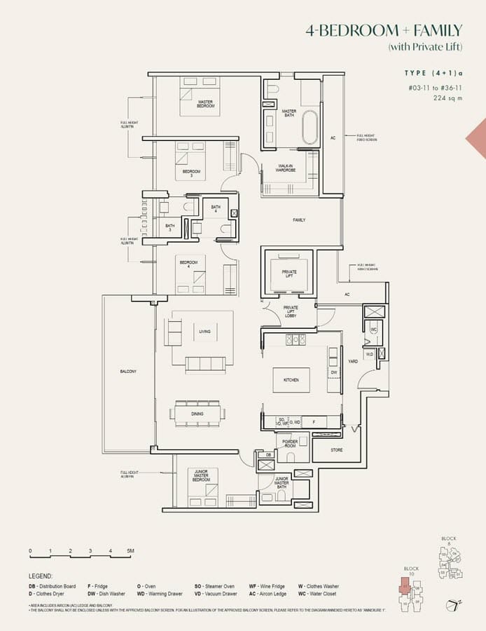 The Avenir - Floor Plan - 4 Bedroom + Family + Private Lift 4+1a
