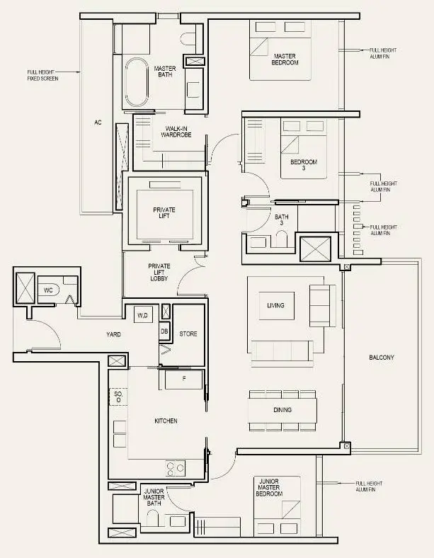The Avenir - Show Unit - 3 Bedroom Private Lift 3La