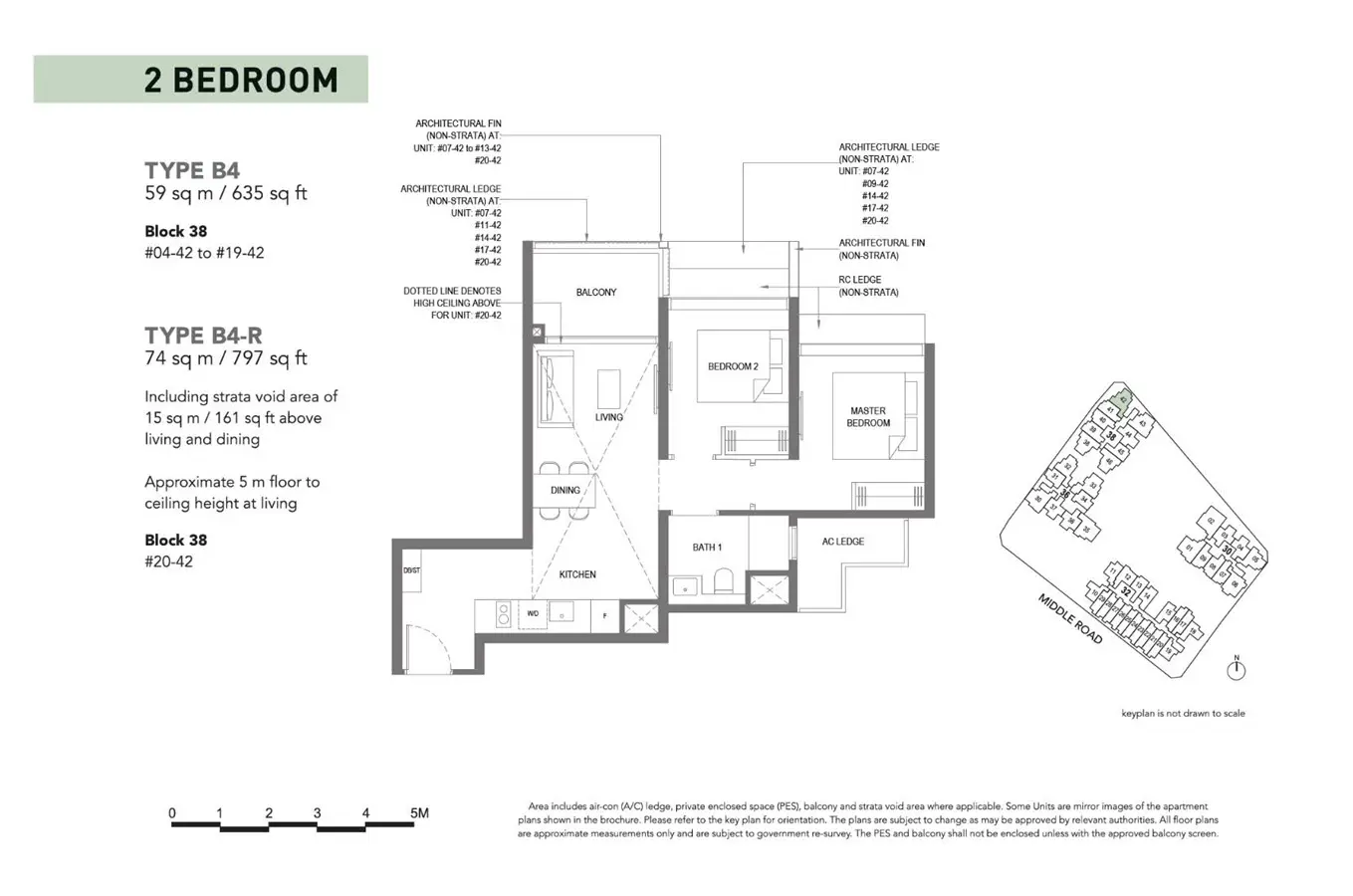 The M - Floor Plan - 2 Bedroom B4, B4-R