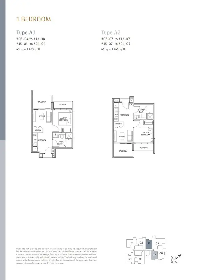 Verticus - Floor Plan - 1 Bedroom A1, A2