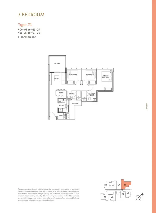 Verticus - Floor Plan - 3 Bedroom C1