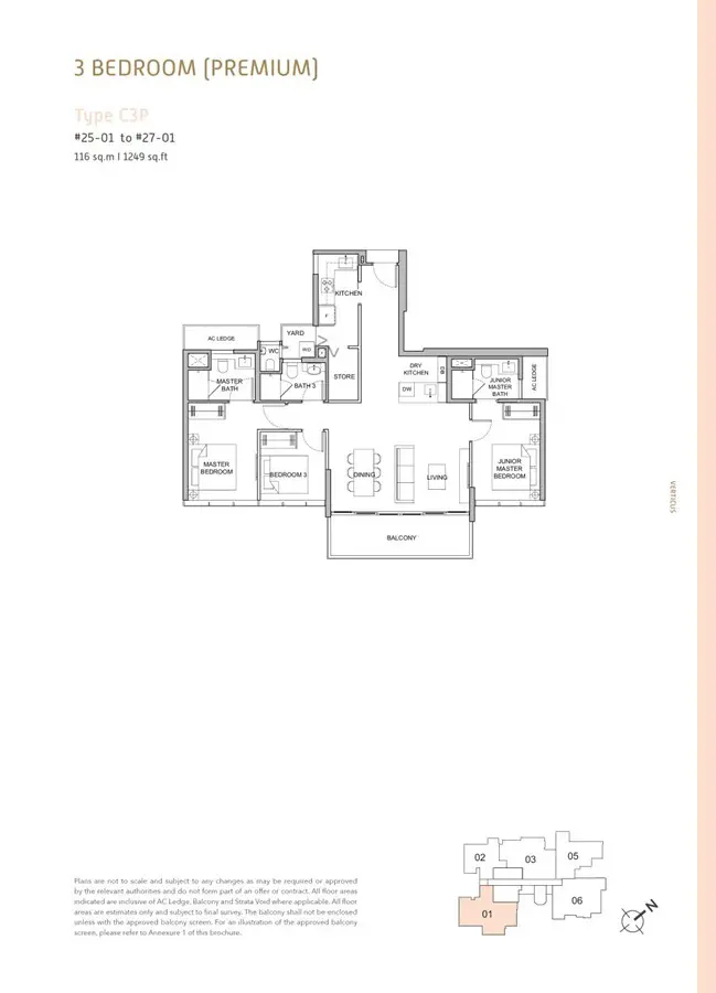 Verticus - Floor Plan - 3 Bedroom Premium C3P
