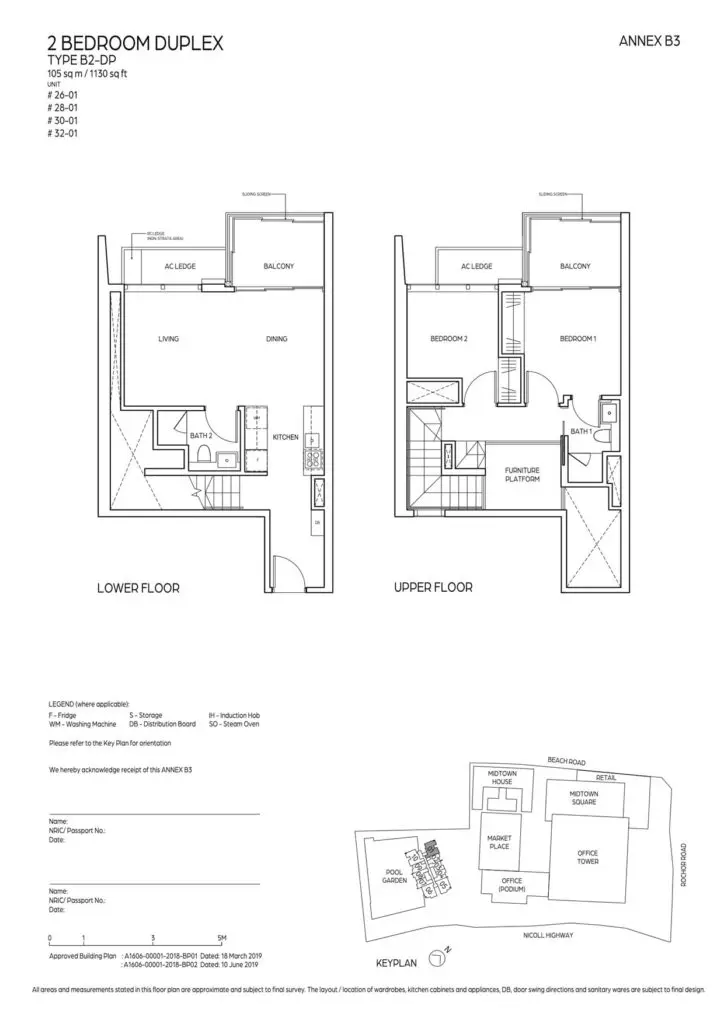 Midtown Bay Condo Floor Plan 2 Bedroom Duplex B2-DP