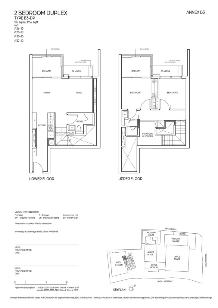 Midtown Bay Condo Floor Plan 2 Bedroom Duplex B3-DP