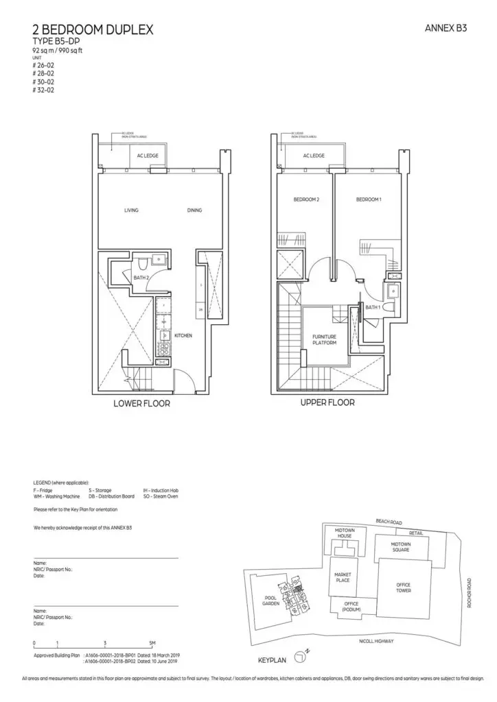 Midtown Bay Condo Floor Plan 2 Bedroom Duplex B5-DP