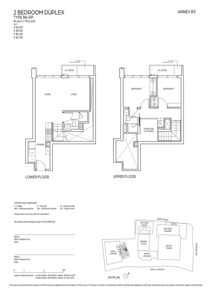 Midtown Bay Condo Floor Plan 2 Bedroom Duplex B6-DP