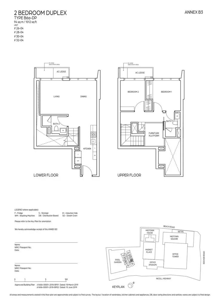 Midtown Bay Condo Floor Plan 2 Bedroom Duplex B6a-DP