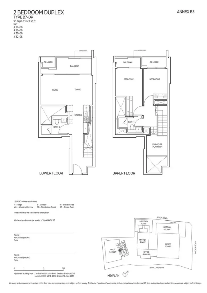 Midtown Bay Condo Floor Plan 2 Bedroom Duplex B7-DP
