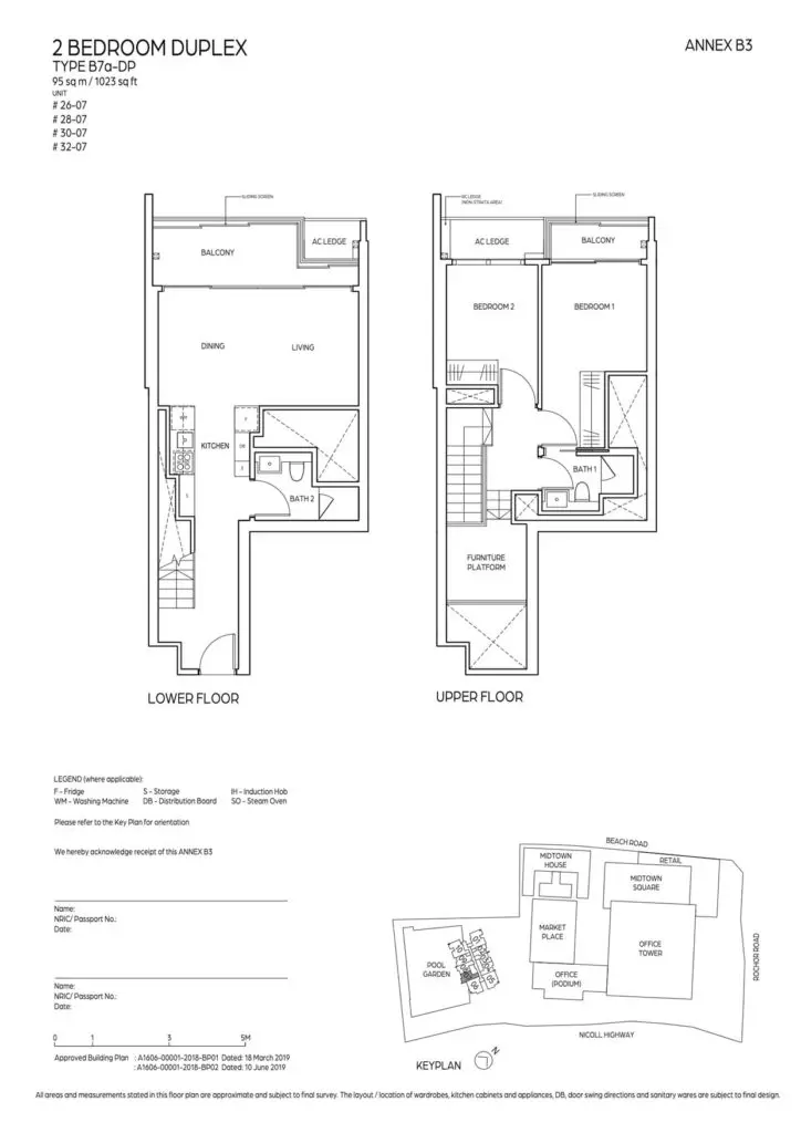 Midtown Bay Condo Floor Plan 2 Bedroom Duplex B7a-DP
