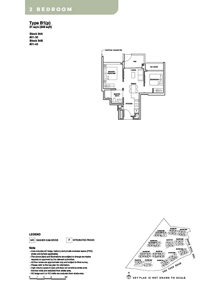 Forett At Bukit Timah Condo Floor Plan - 2 Bedroom B1p