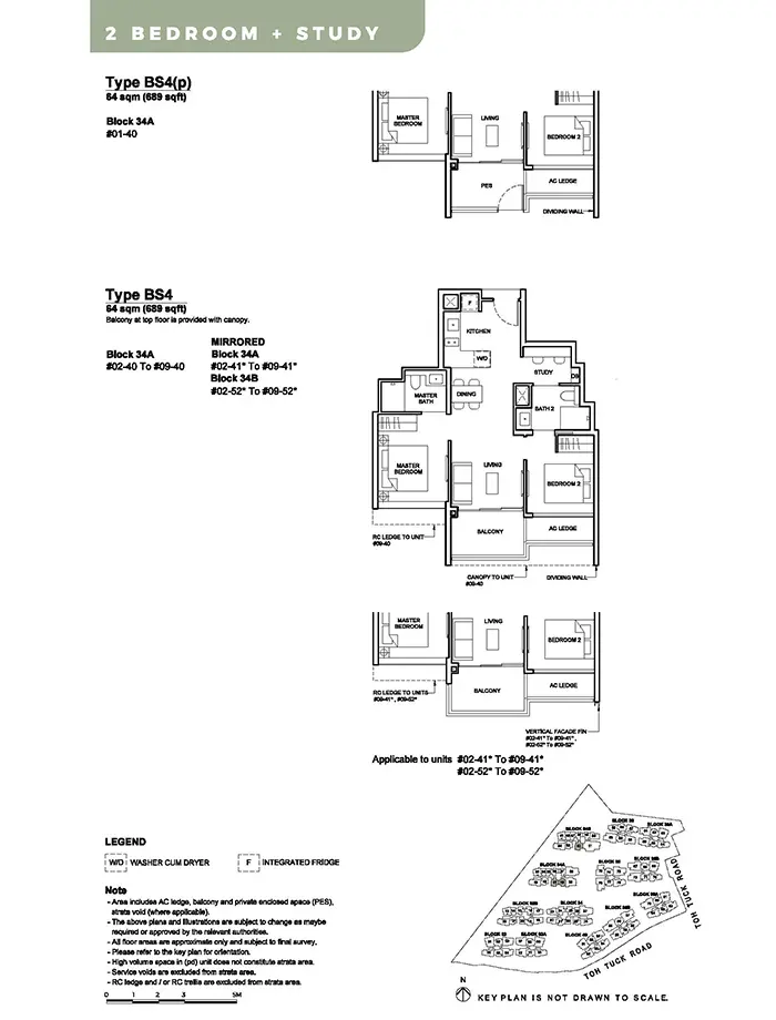 Forett At Bukit Timah Condo Floor Plan - 2 Bedroom Study BS4