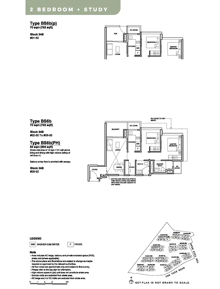 Forett At Bukit Timah Condo Floor Plan - 2 Bedroom Study BS6b