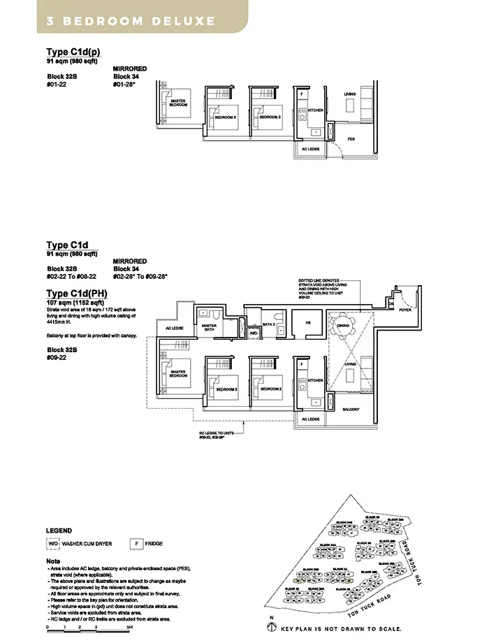 Forett At Bukit Timah Condo Floor Plan - 3 Bedroom Deluxe C1d