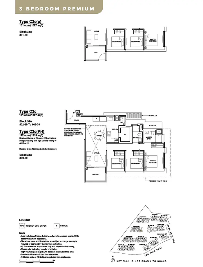 Forett At Bukit Timah Condo Floor Plan - 3 Bedroom Premium C3c