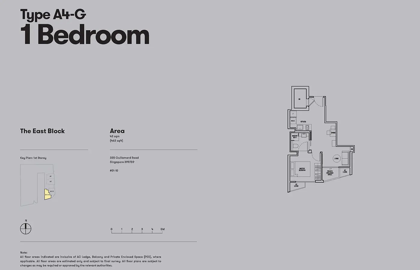 NoMa Condo Floor Plan - 1 Bedroom A4G