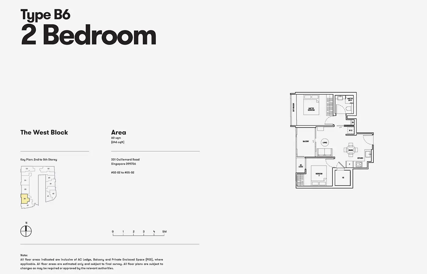 NoMa Condo Floor Plan - 2 Bedroom B6