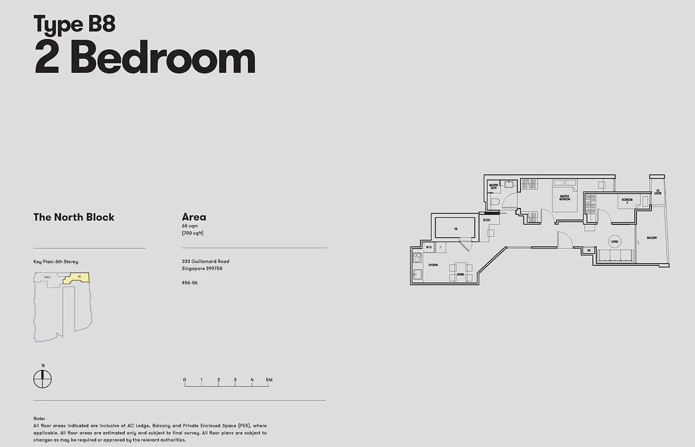 NoMa Condo Floor Plan - 2 Bedroom B8