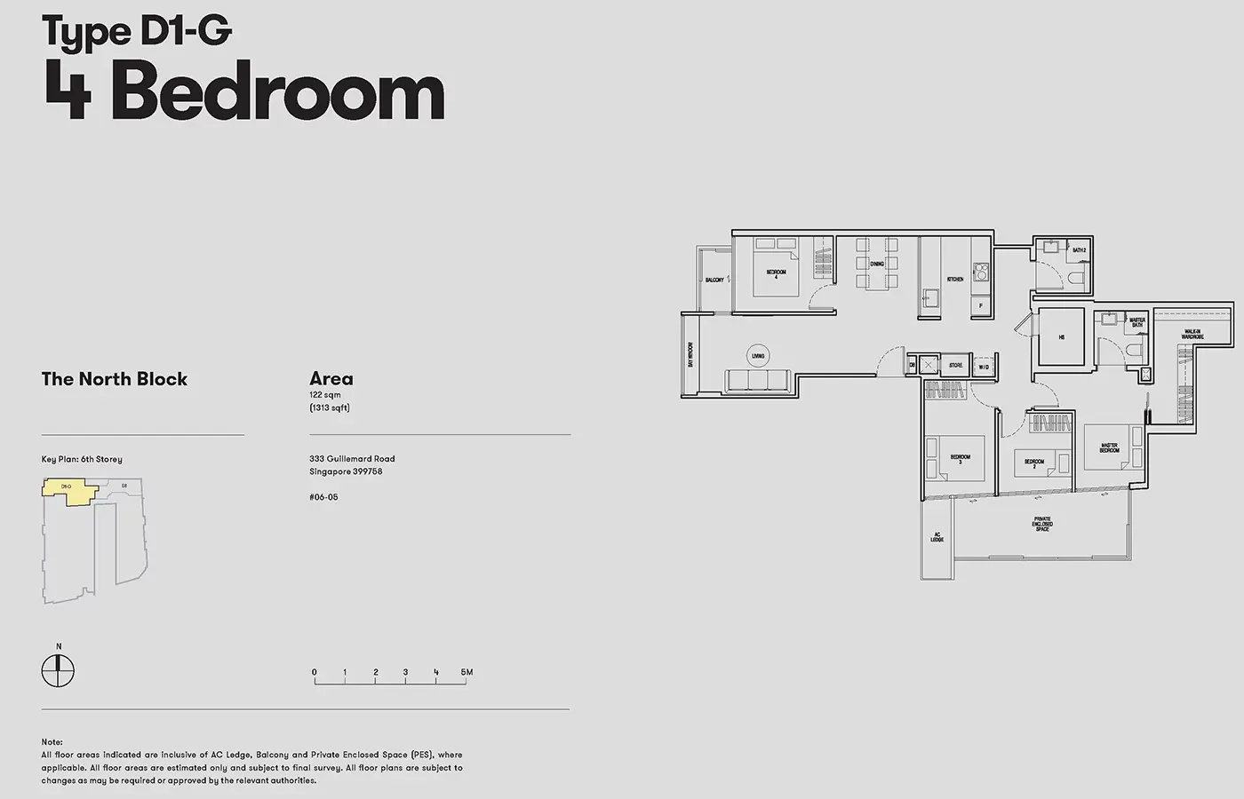 NoMa Condo Floor Plan - 4 Bedroom D1G