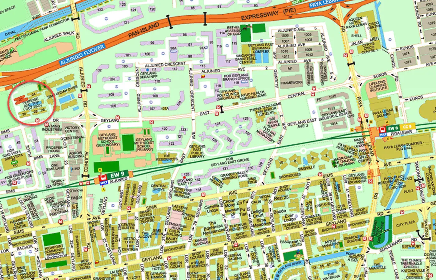 Penrose Condo Location - Street Directory Map