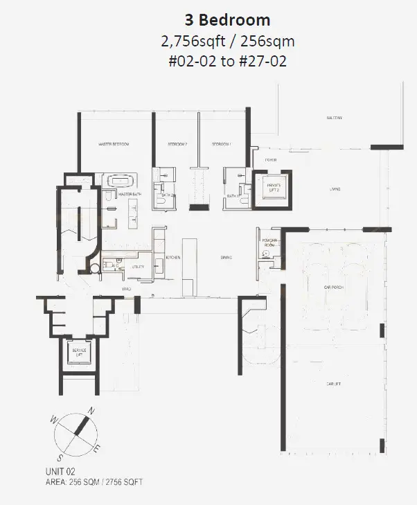 Reignwood Hamilton Scotts Condo Floor Plan - 3 Bedroom Unit 02