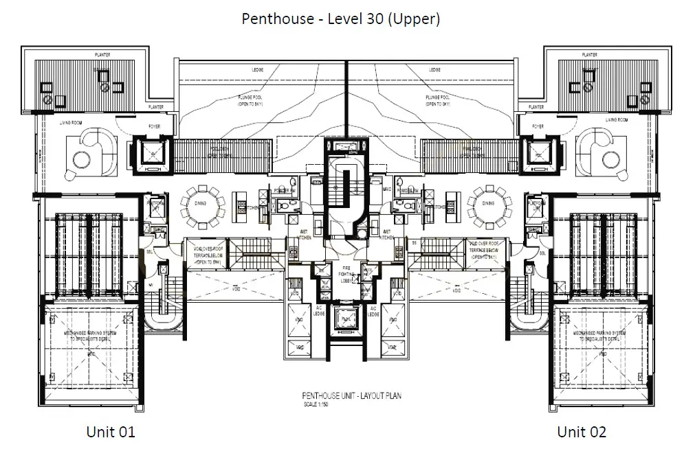 Reignwood Hamilton Scotts Condo Floor Plan - Penthouse Level 30 (Upper)