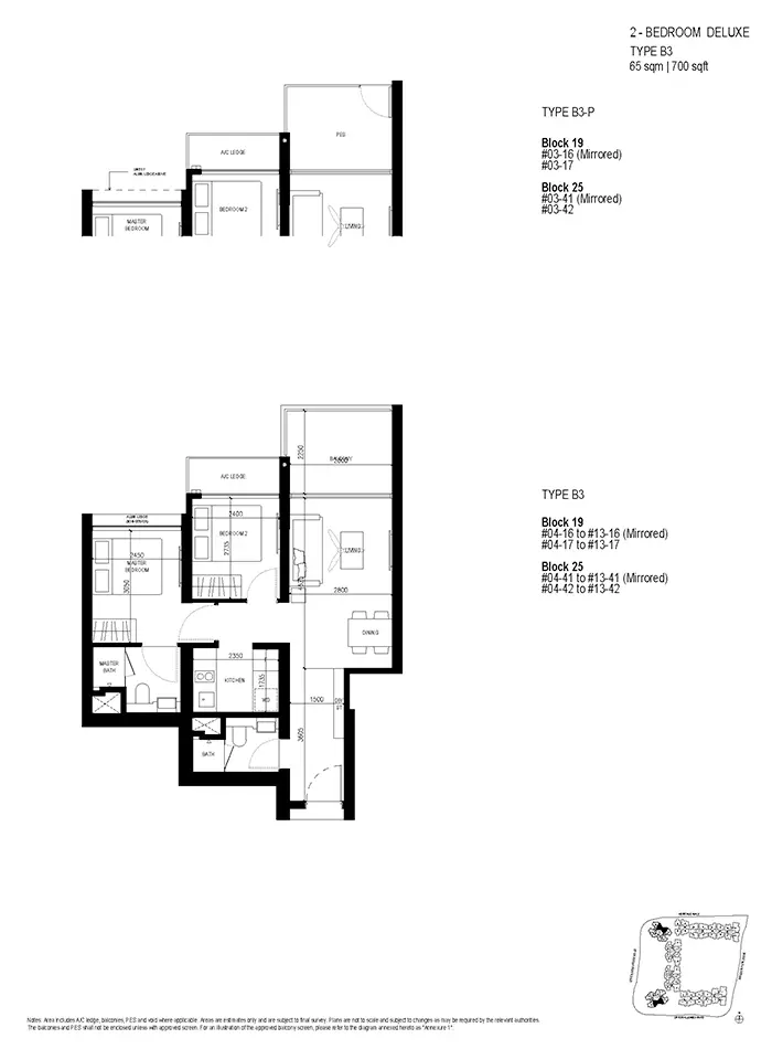The Woodleigh Residences Condo Floor Plan - 2 Bedroom Deluxe B3