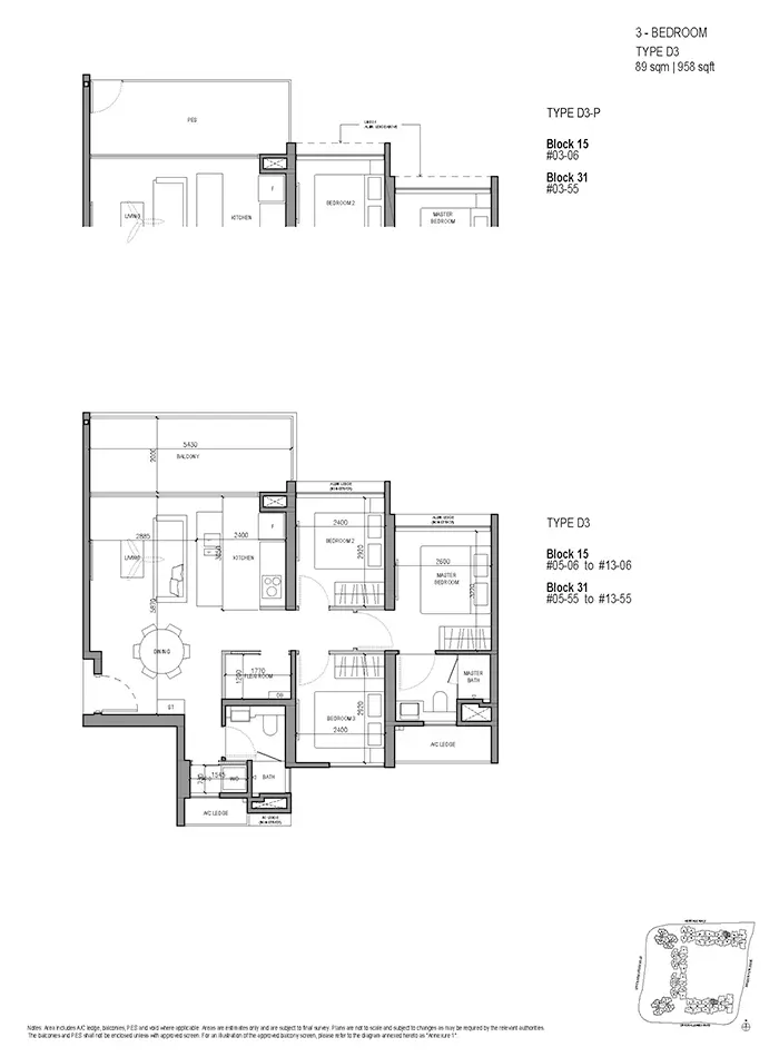 The Woodleigh Residences Condo Floor Plan - 3 Bedroom D3