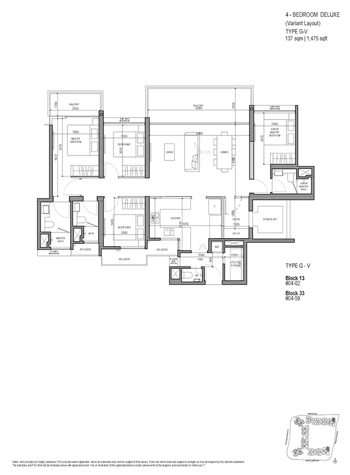The Woodleigh Residences Condo Floor Plan - 4 Bedroom Deluxe GV