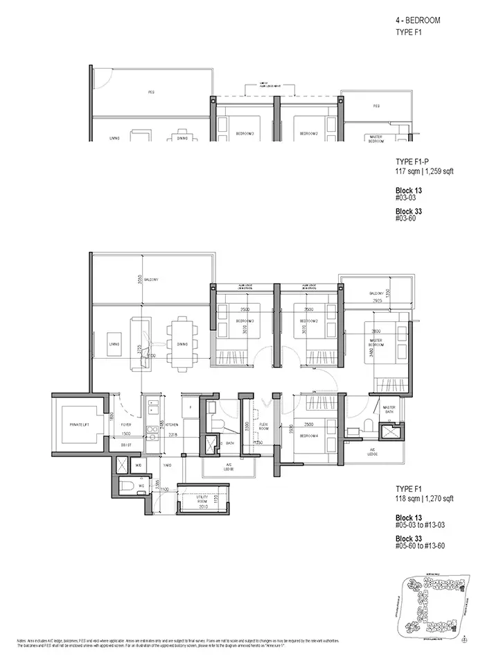 The Woodleigh Residences Condo Floor Plan - 4 Bedroom F1