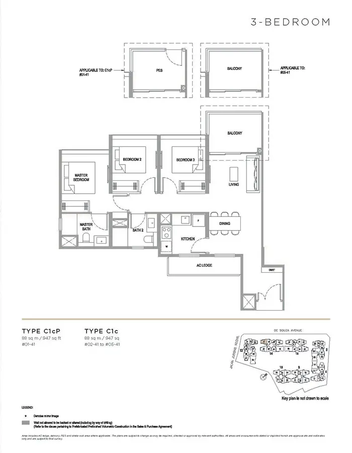 Verdale Condo Floor Plan - 3 Bedroom C1c