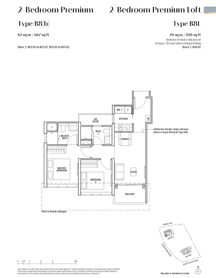 Irwell Hill Residences Condo Floor Plan - 2 Bedroom Premium B8b, B8L
