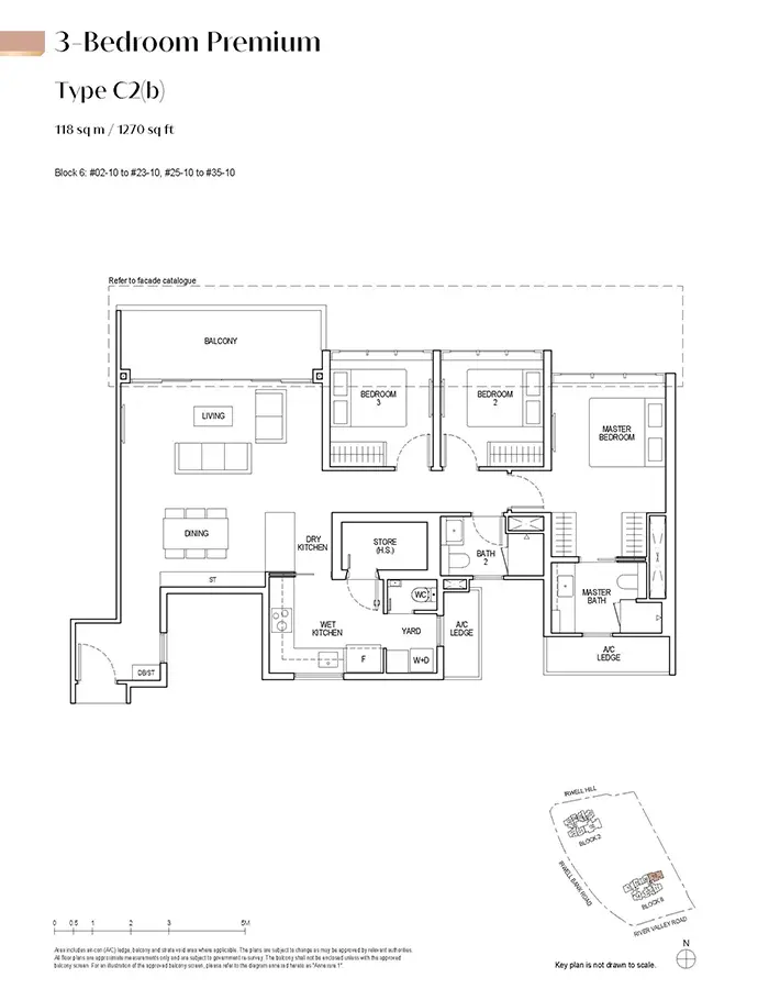 Irwell Hill Residences Condo Floor Plan - 3 Bedroom Premium C2b