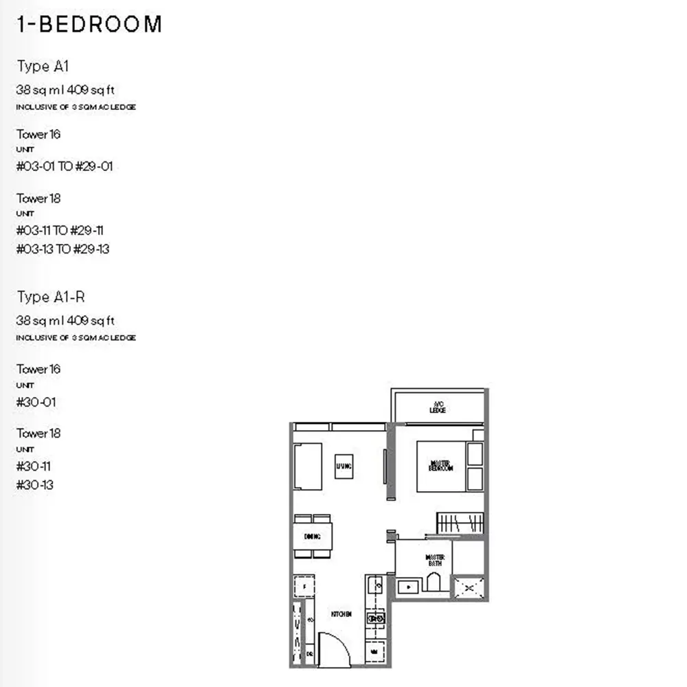 Midtown Modern Condo Floor Plan - 1 Bedroom A1