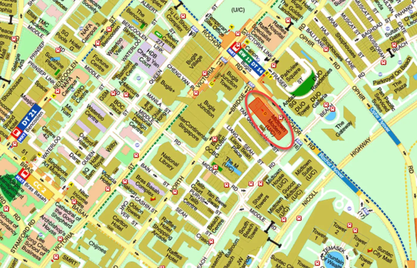 Midtown Modern Condo Location - Street Directory Map