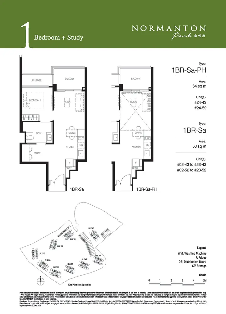 Normanton Park Condo Floor Plan - 1 Bedroom Study 1BRSa