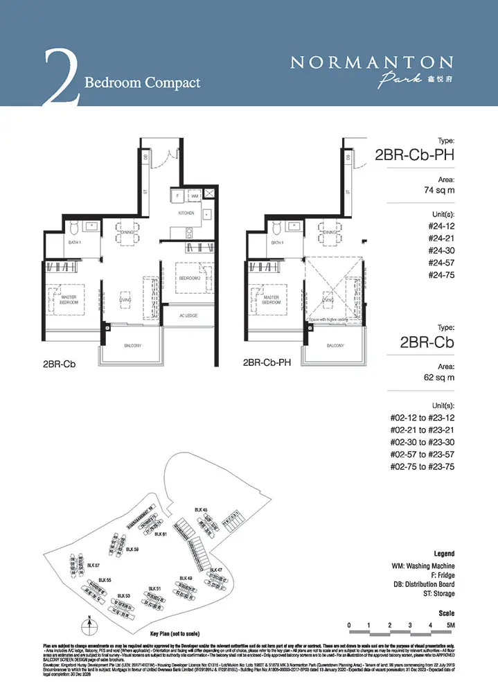 Normanton Park Condo Floor Plan - 2 Bedroom Compact 2BRCb