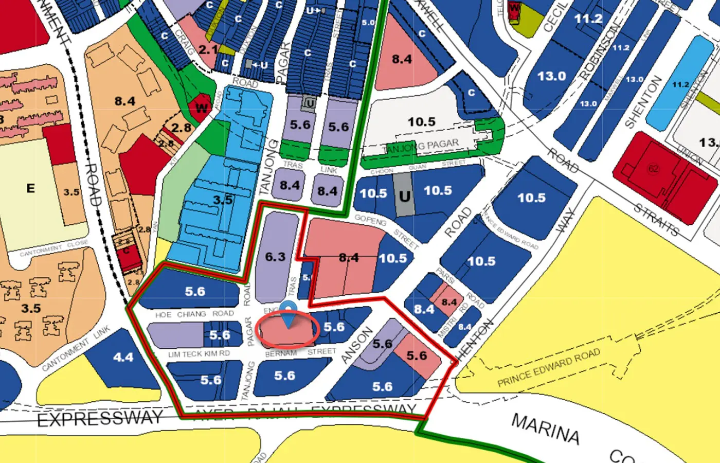 One Bernam Condo Location - URA Master Plan Map