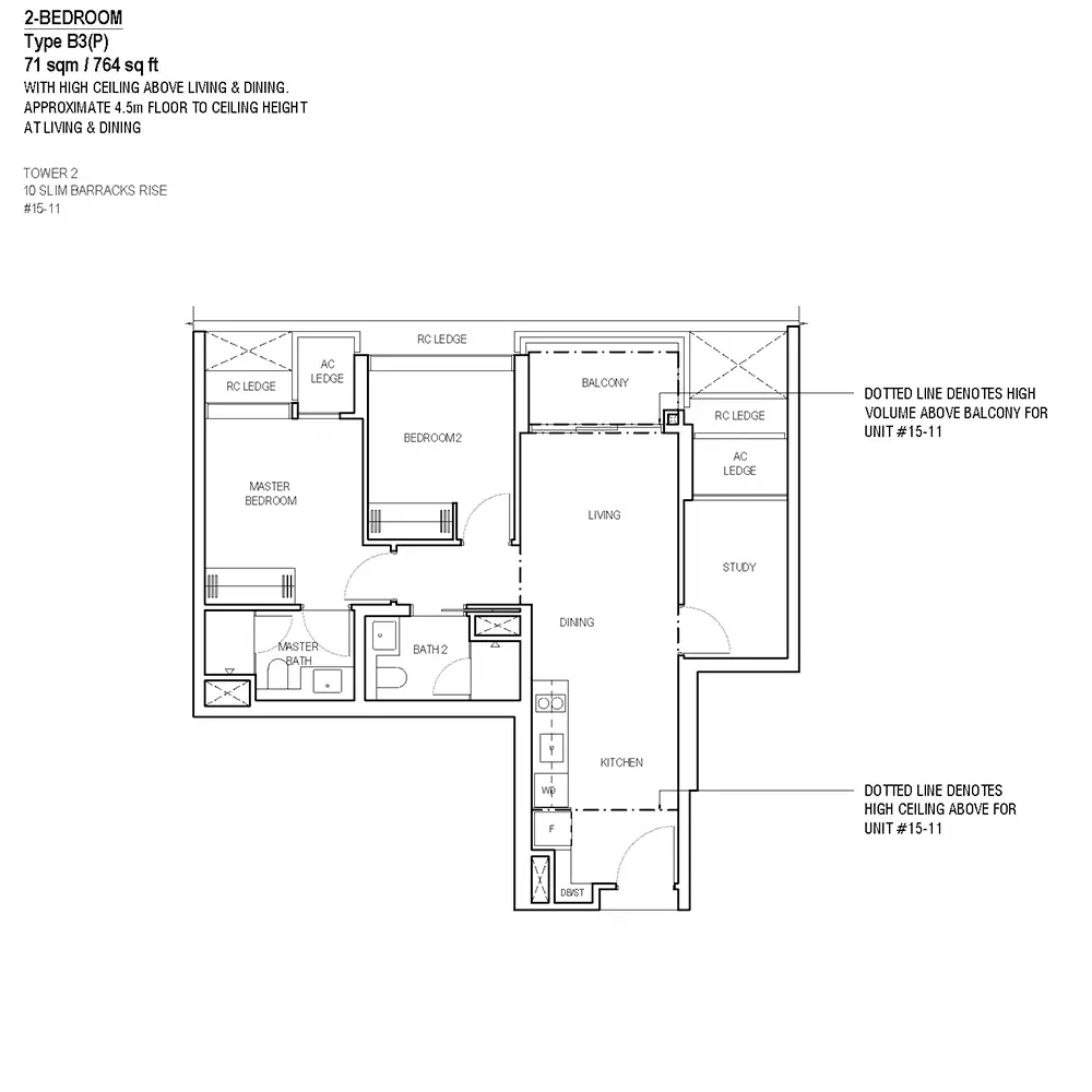 One-North Eden Condo Floor Plans - 2 Bedroom B3P