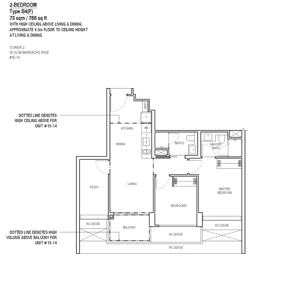 One-North Eden Condo Floor Plans - 2 Bedroom B4P