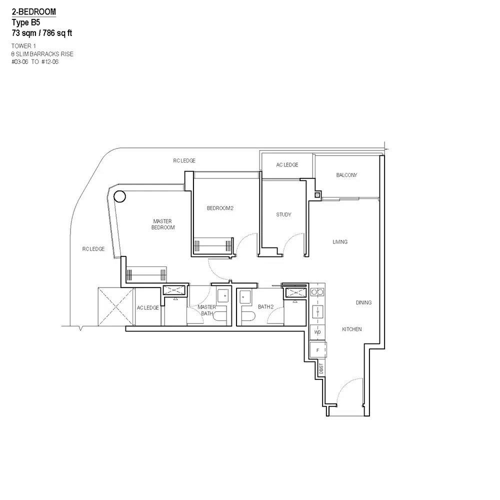 One-North Eden Condo Floor Plans - 2 Bedroom B5