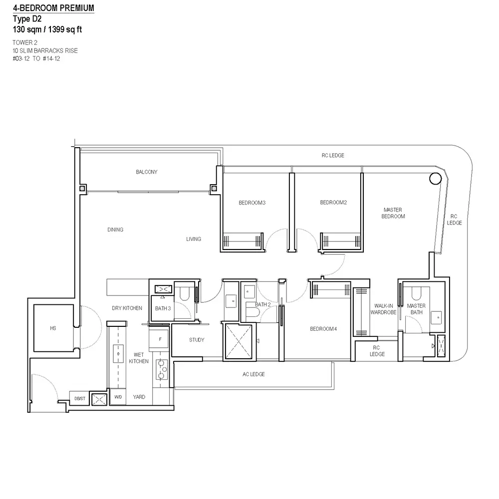 One-North Eden Condo Floor Plans - 4 Bedroom Premium D2