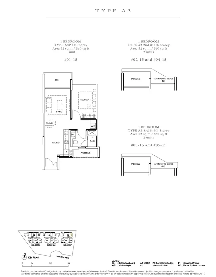 Peak Residence Condo Floor Plan - 1 Bedroom A3