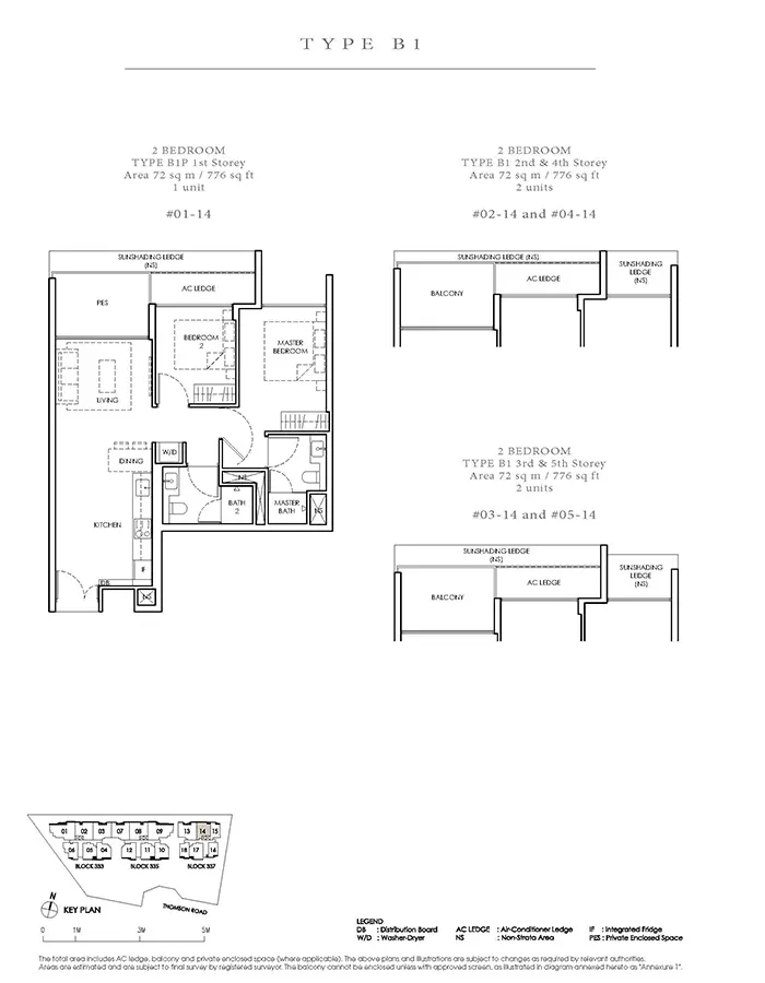 Peak Residence Condo Floor Plan - 2 Bedroom B1